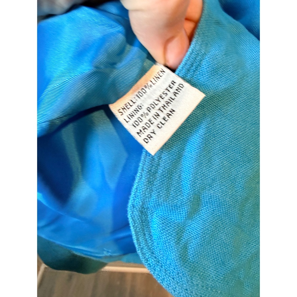 Talbots Linen Blend Blazer Bright Blue Double Button Women's Size 14 Business - Picture 5 of 7